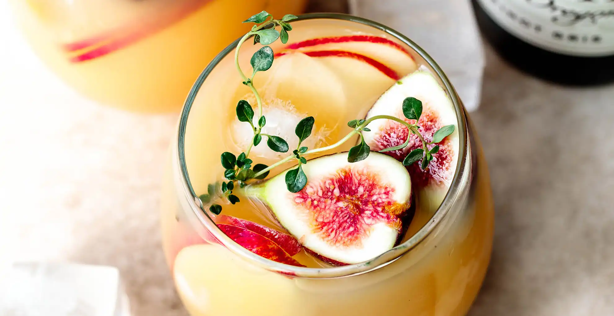 closeup of a glass of erath spice apple sangria