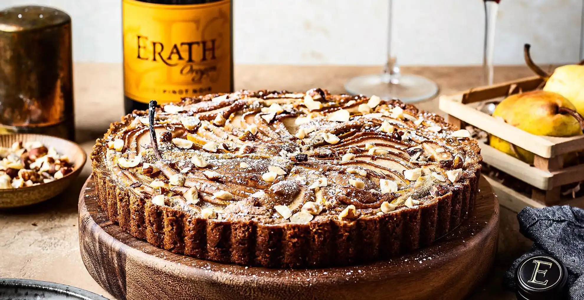 Pear Tart With Hazelnut Frangipane with a erath pinot noir