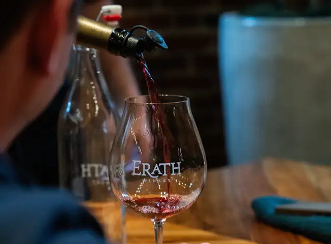 Erath wines being poured.