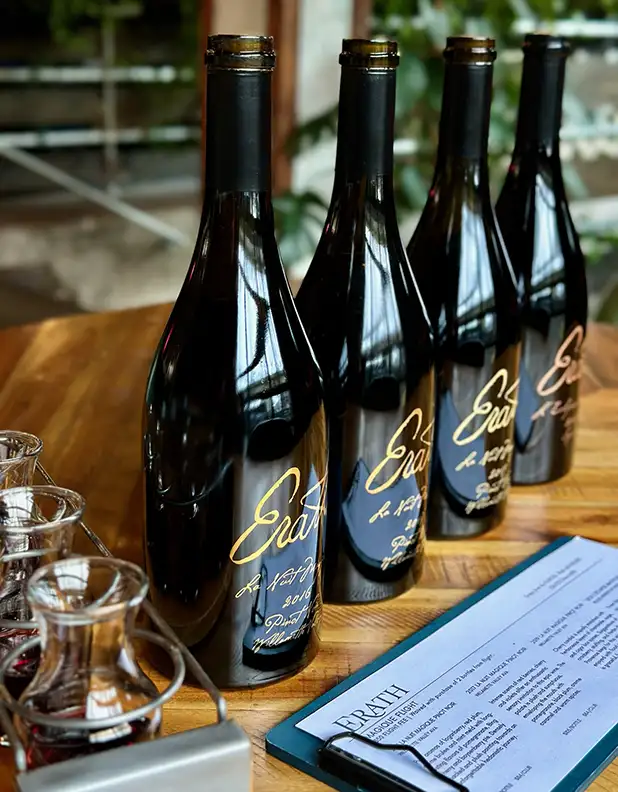 Earth wines lined up.