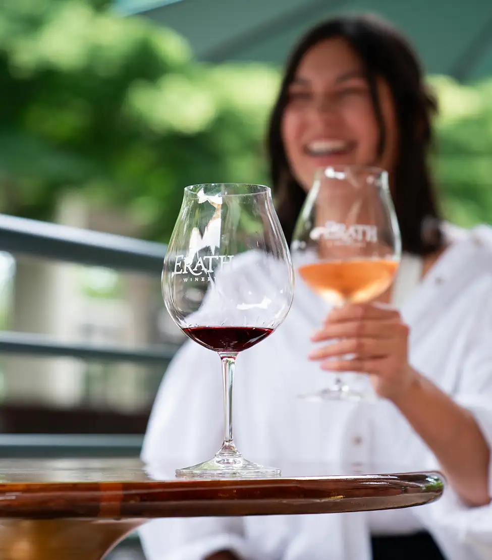 Lady enjoying Erath wines.