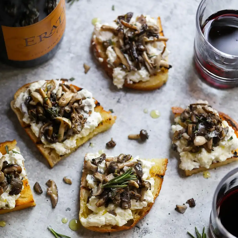 Burrata Toast with Sautéed Mushrooms