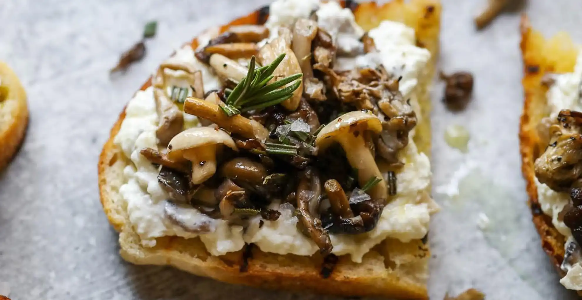 close up of burrata toast