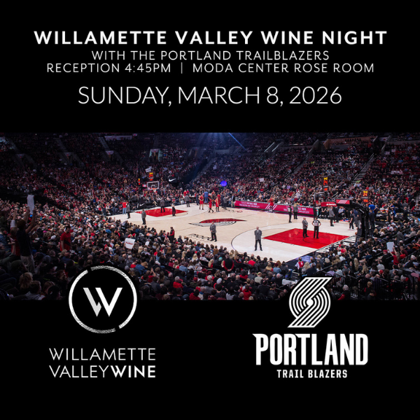 Willamette Valley Wine Blazer Night. Sunday, March 8th, at the Moda Center.