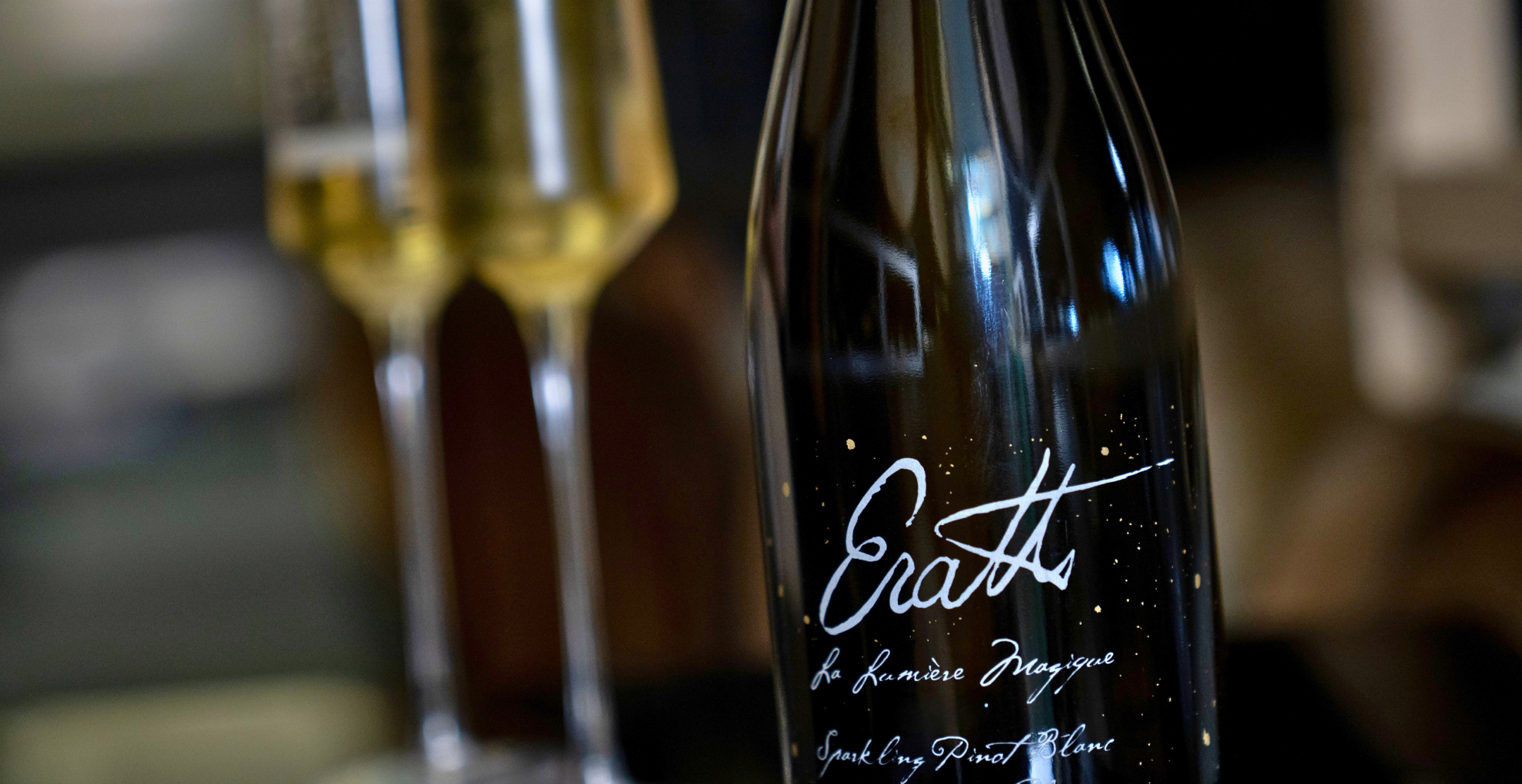 A bottle of Erath La Lumière Magique Sparkling Pinot Blanc