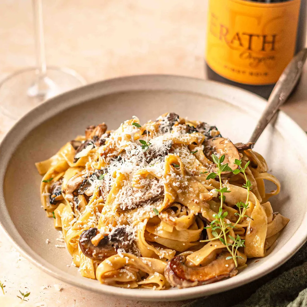 Creamy Mushroom Pasta with Fresh Herbs & Parmesan